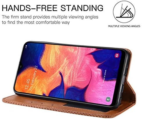 HualuBro Samsung Galaxy A10E Durumda, Retro PU Deri Tam Vücut Darbeye Cüzdan Flip Case Kapak Kart Yuvası Tutucu ve