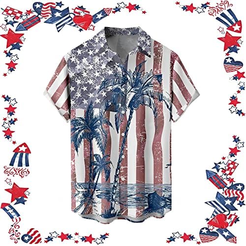 Yaz Büyük Boy T Shirt Erkekler için Erkek Bahar ve Yaz Bağımsızlık Günü Kutlama Rahat Vintage Gömlek Paketi