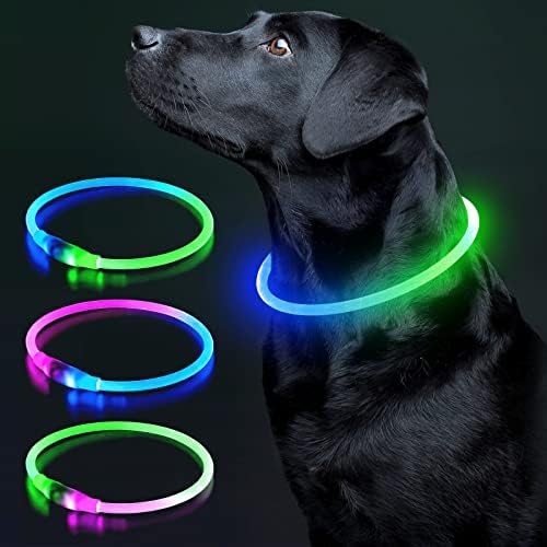 Colaseeme LED köpek tasması Light Up köpek tasmaları 1 Adet USB Şarj Edilebilir TPU Glow Güvenlik Temel köpek tasmaları