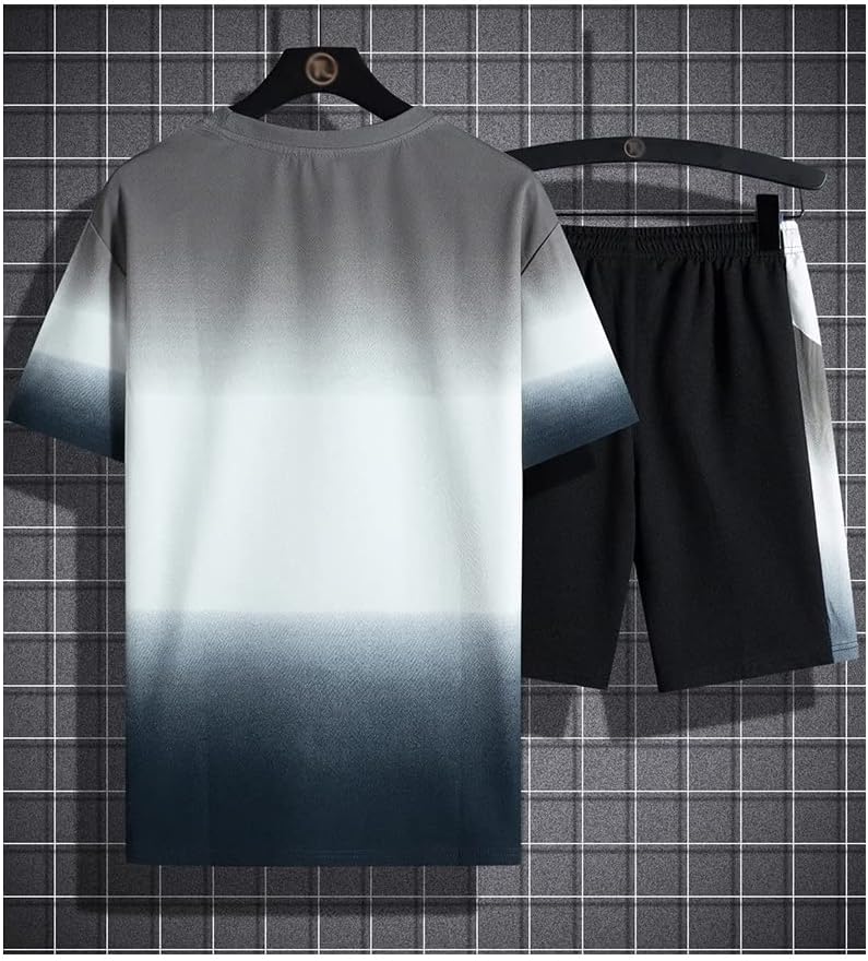 yok Erkek Tişört şort Takımı Yazlık Spor Tişört Şort Spor Giyim (Renk: A, Beden: XXL Kodu)