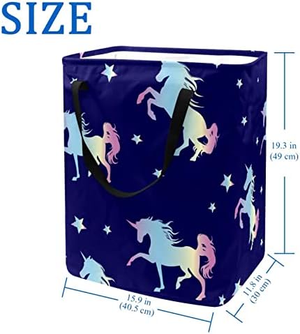 Yıldız Baskı katlanabilir çamaşır sepeti ile güzellik Unicorn, Yurt banyo yatak odası için 60L su Geçirmez Çamaşır