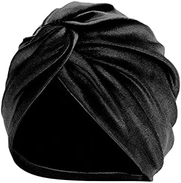 Bayan Türban Önceden Bağlı Şapkalar Katı Türban Şapka Elastik Vintage Kemo Şapkalar Kadınlar için Hımbıl Pilili Başörtüsü