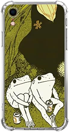 Oubliert Vintage Kurbağalar Kılıf iPhone XR ile Uyumlu, Kurbağalar İçme iphone için kılıf XR, Trendy Benzersiz Tasarım