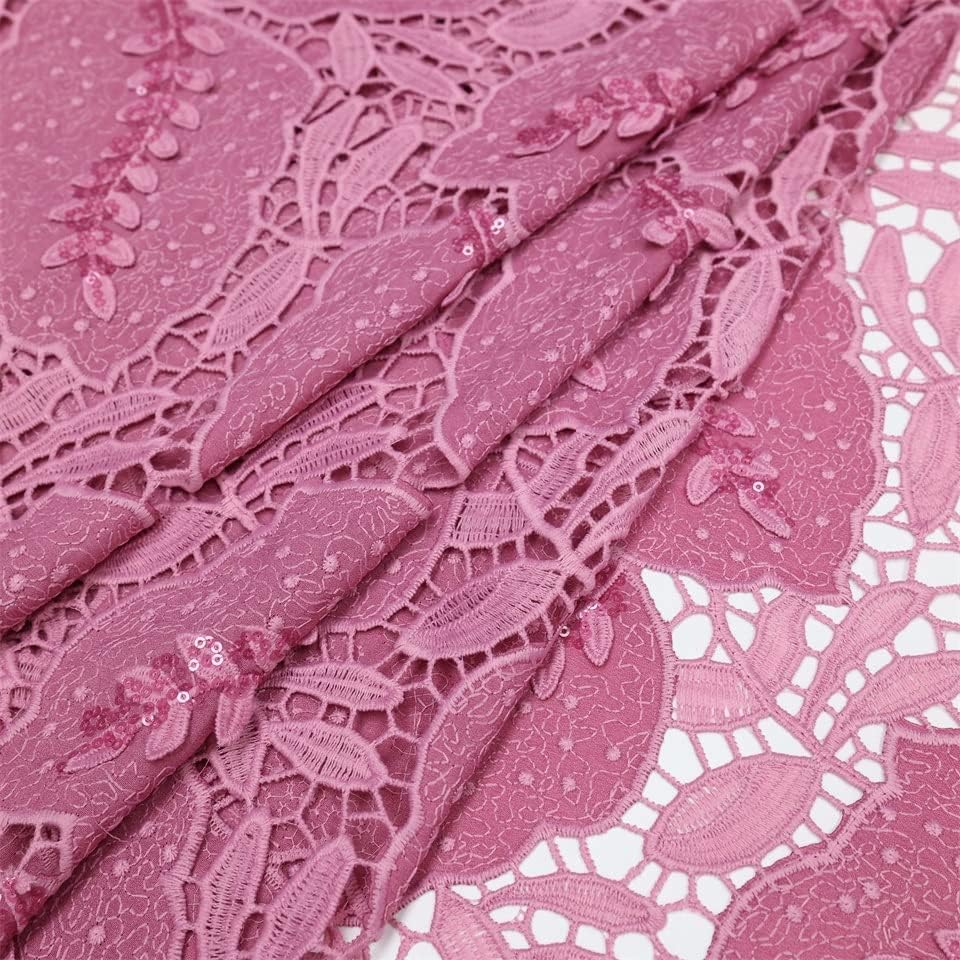 GANFANREN Dantel Kumaş Sequins Yaprak örgü kumaş Parti Elbise için DIY Dikiş Malzemeleri (Renk: Siyah)