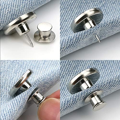 12 Takım Jean Düğmesi Değiştirme,Kot Pantolon için düğme pimi dikiş yok, Anında Düğme Çıkarılabilir Pantolon Düğmesi