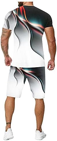 XJJZS erkek Takım Elbise Yaz 2 Tarzı Plaj Kısa Kollu, baskı T - shirt Yüksek Bel Bandı Şort Eğlence Çalışma Seti (Renk: