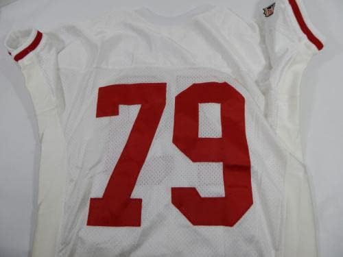1995 San Francisco 49ers Harris Barton 79 Oyunu Verilen Beyaz Forma 52 DP34372 - İmzasız NFL Oyunu Kullanılmış Formalar