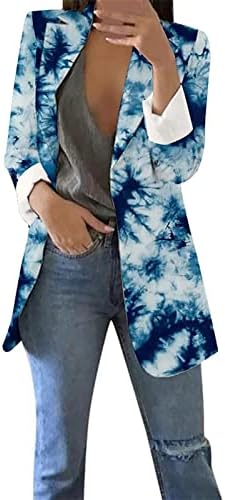 Vintage kadın Çiçek Baskılı Ceket Hırka resmi kıyafet Bayanlar Ofis Uzun Kollu Lapels İş Ceket Ceket Bluz