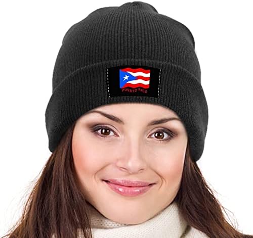 Porto Riko Bayrağı Örme Bere Kap Kış Sıcak Kayak Kafatası Şapka Kadın Erkek İçin