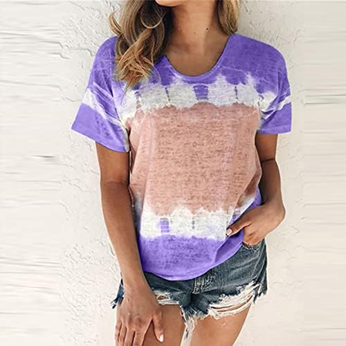 T Shirt Genç Kızlar için Yaz Sonbahar Kısa Kollu Crewneck Salonu Ortaçağ Kravat Boya Üstleri T Shirt Kadın 2023 Elbise