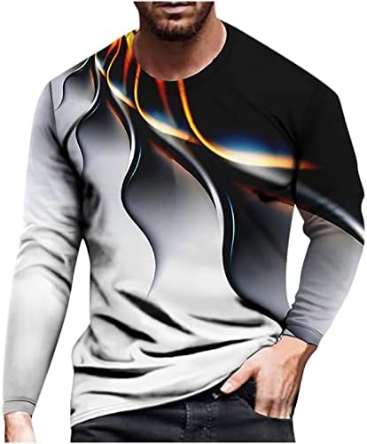 Erkek Rahat Yuvarlak Boyun Üst Moda 3D Baskı Gömlek Bluz Açık Atletik Moda Kazak Kazak