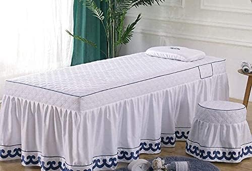 KOJAES masaj yatak çarşafı Seti, masaj yatağı Spa Seti 4 Parçalı Battaniyeler Güzellik Salonu Spa için Etek Çarşaf