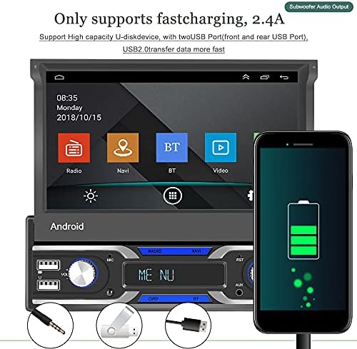 CAMECHO Tek Din Android 10.1 Araba Stereo Kablosuz Apple CarPlay Android Otomatik, 7 İnç Flip Out Dokunmatik Ekran