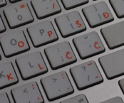 Masaüstü, Dizüstü Bilgisayar ve Dizüstü Bilgisayar için Şeffaf Turuncu Harfli Klavye için Apple Hırvat Etiketleri