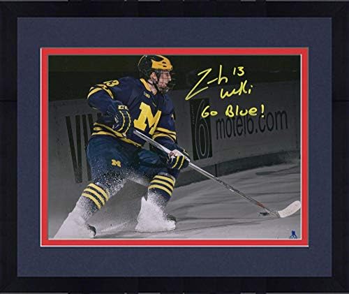 Çerçeveli Zach Werenski Columbus Blue Ceketleri İmzalı 11 x 14 Michigan Wolverines Fotoğrafı Maviye Git!Yazıt - 13