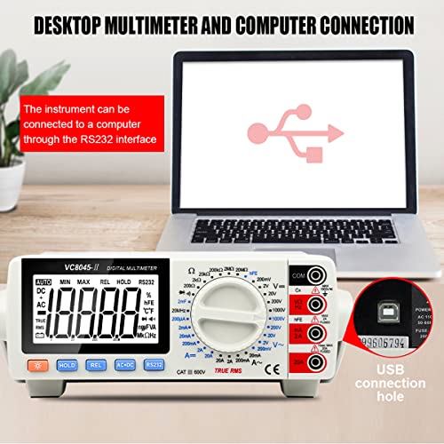 RuoShui Tezgah Üstü 4-1 / 2 Haneli Dijital Multimetre 20MHz True RMS AC / DC Transistör Kapasite USB Test Cihazı